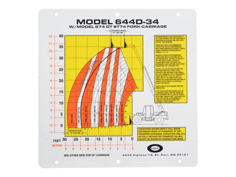 1100030-OM Flip Card, Model 644D-34 Load | JLG