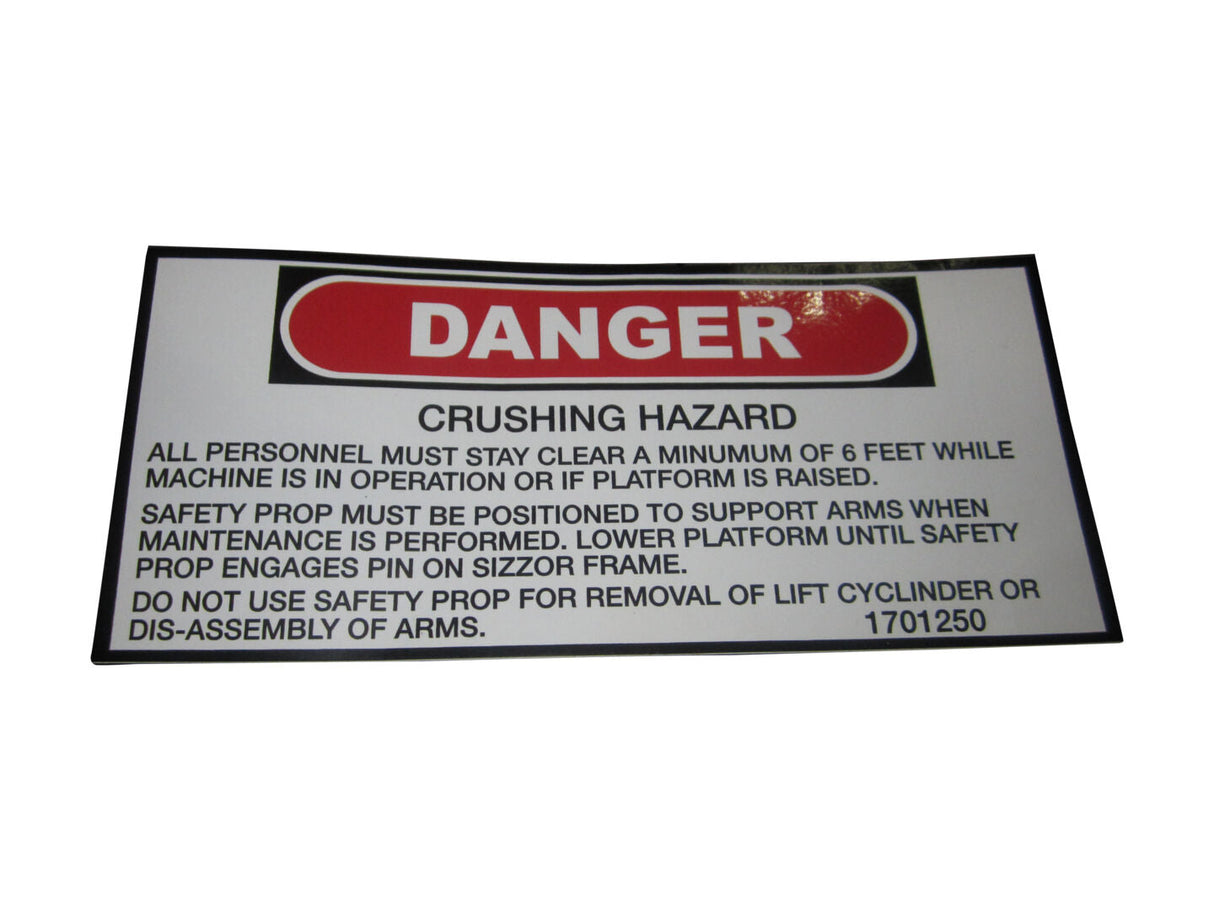 1701250 Decal, Danger | JLG