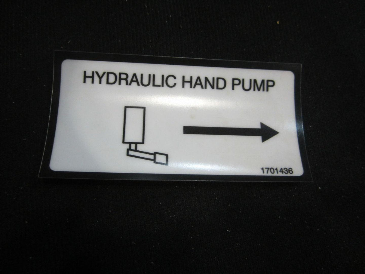 1701436 Hydraulic Hand Pump Decal