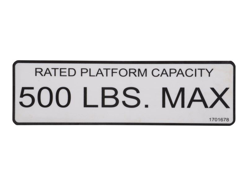 1701678 Decal, 500 Lb. Cap. | JLG