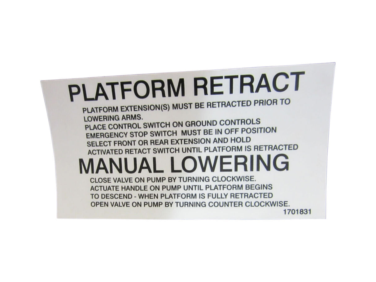 1701831 Decal, (Man Lowering) | JLG