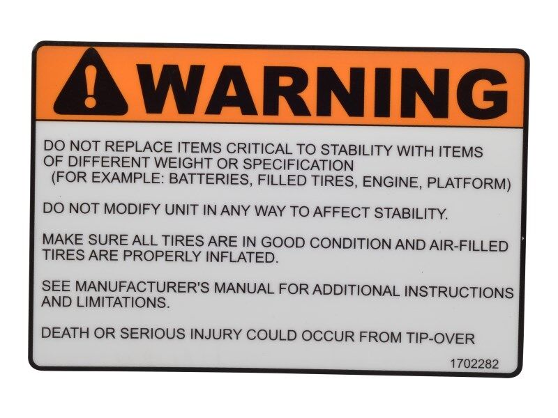 1702282 Decal, (Warning) | JLG