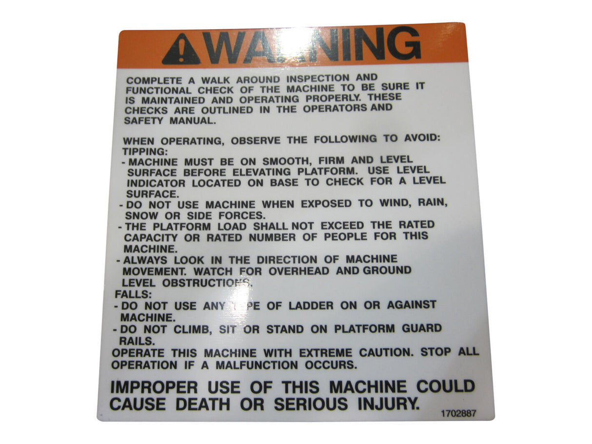 1702887 Decal, Oper | JLG