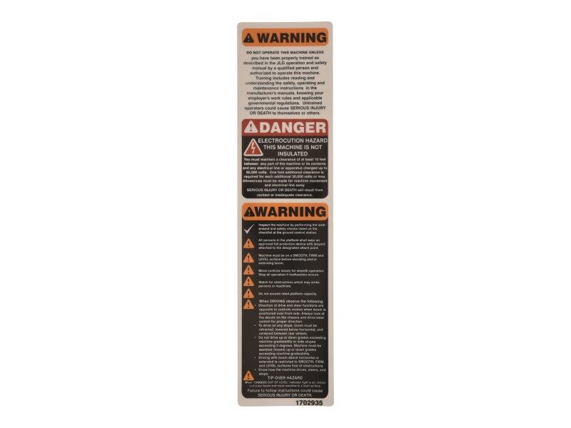 1702935 Decal, Warn/Danger | JLG