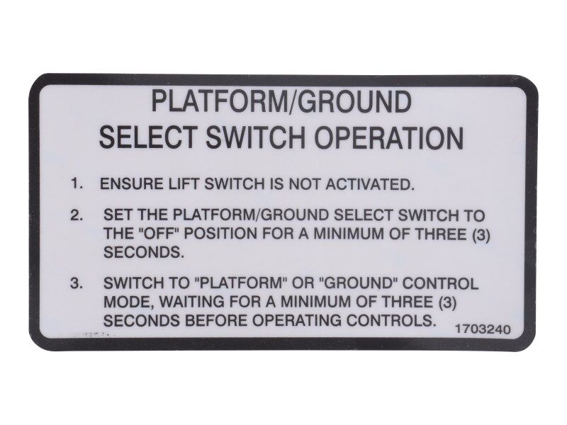 1703240 Decal, Pltf/Grd Switch Oper. | JLG