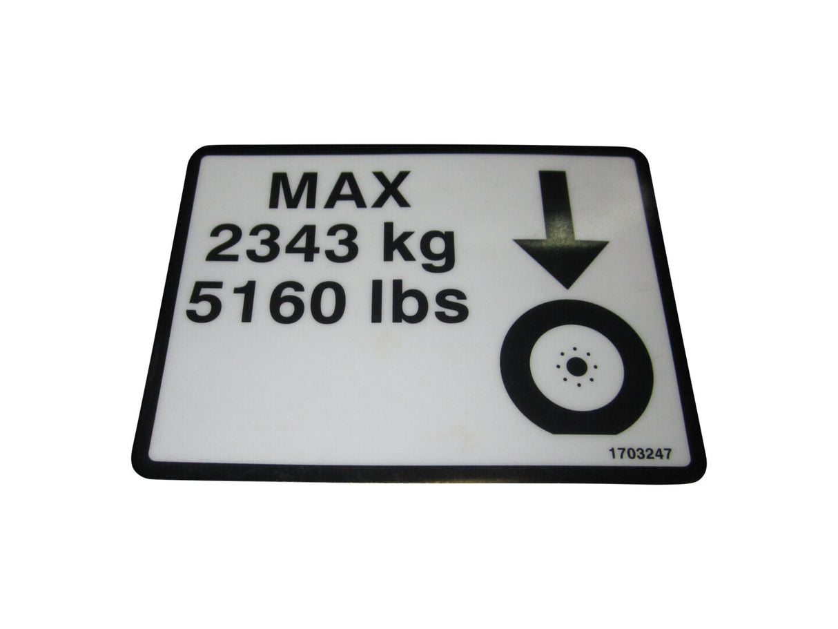 1703247 Decal, Max Wheel Load | JLG