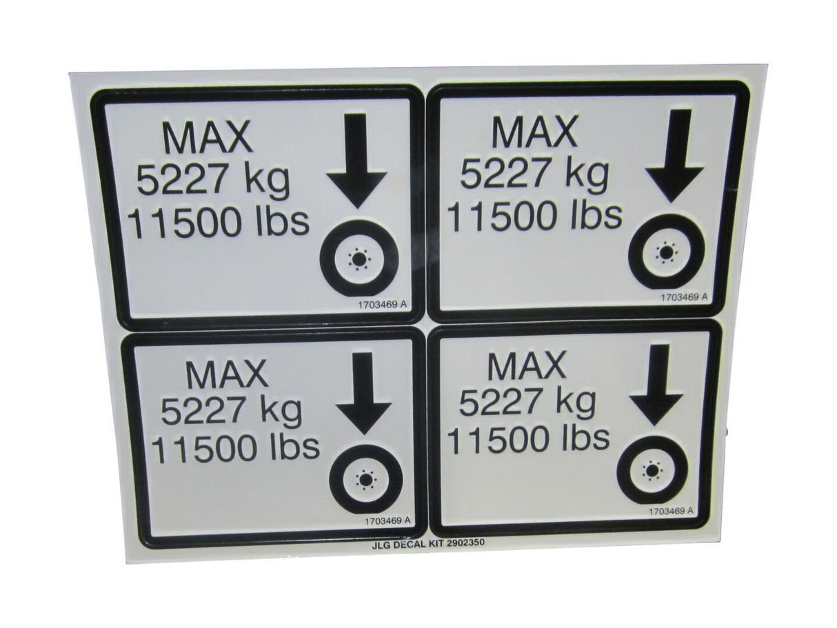 1703469 Calcomanía, carga máxima de neumáticos | JLG