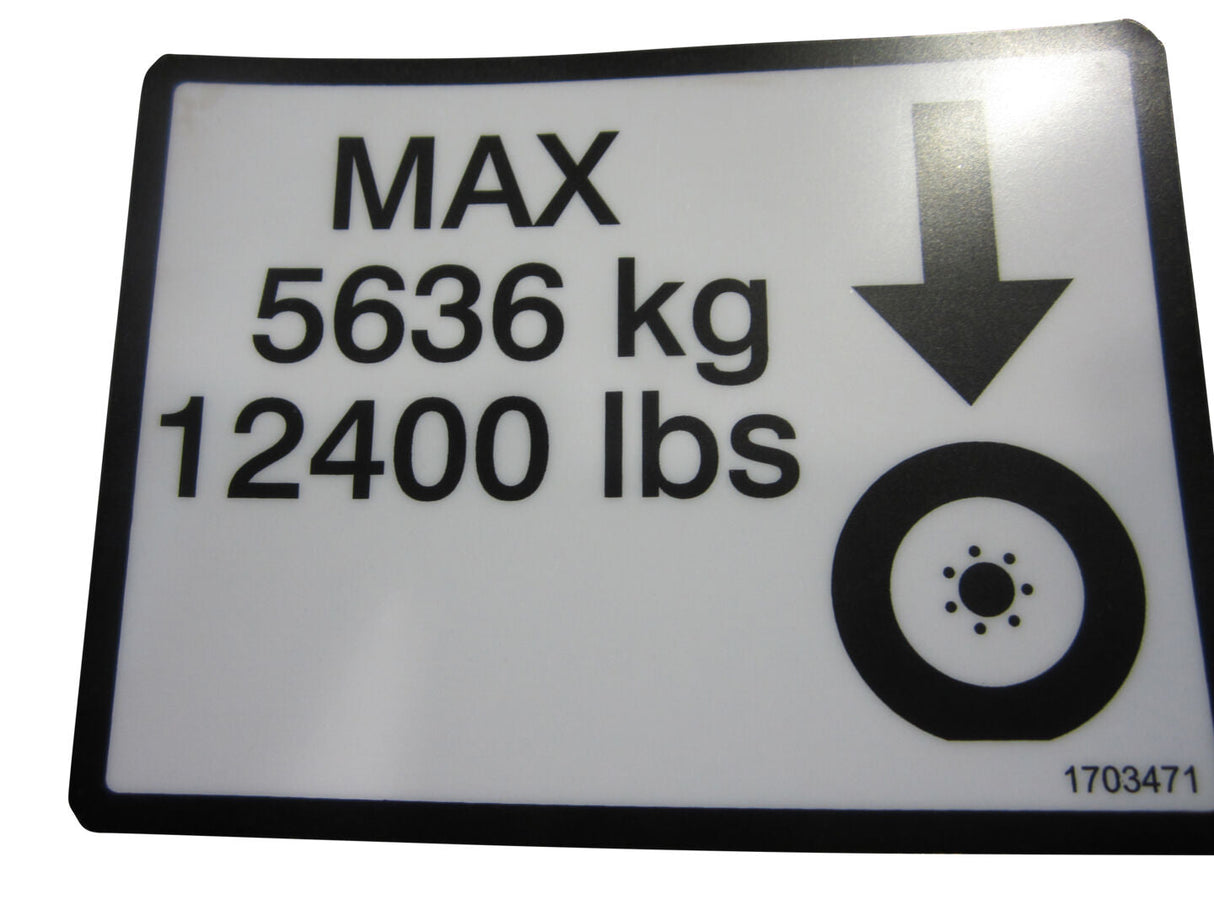 1703471 Decal, Max Tire Load | JLG