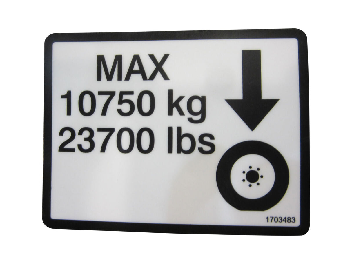 1703483 Decal, Max Tire Load | JLG