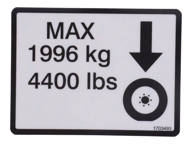 1703493 Decal, Max Wheel Load | JLG