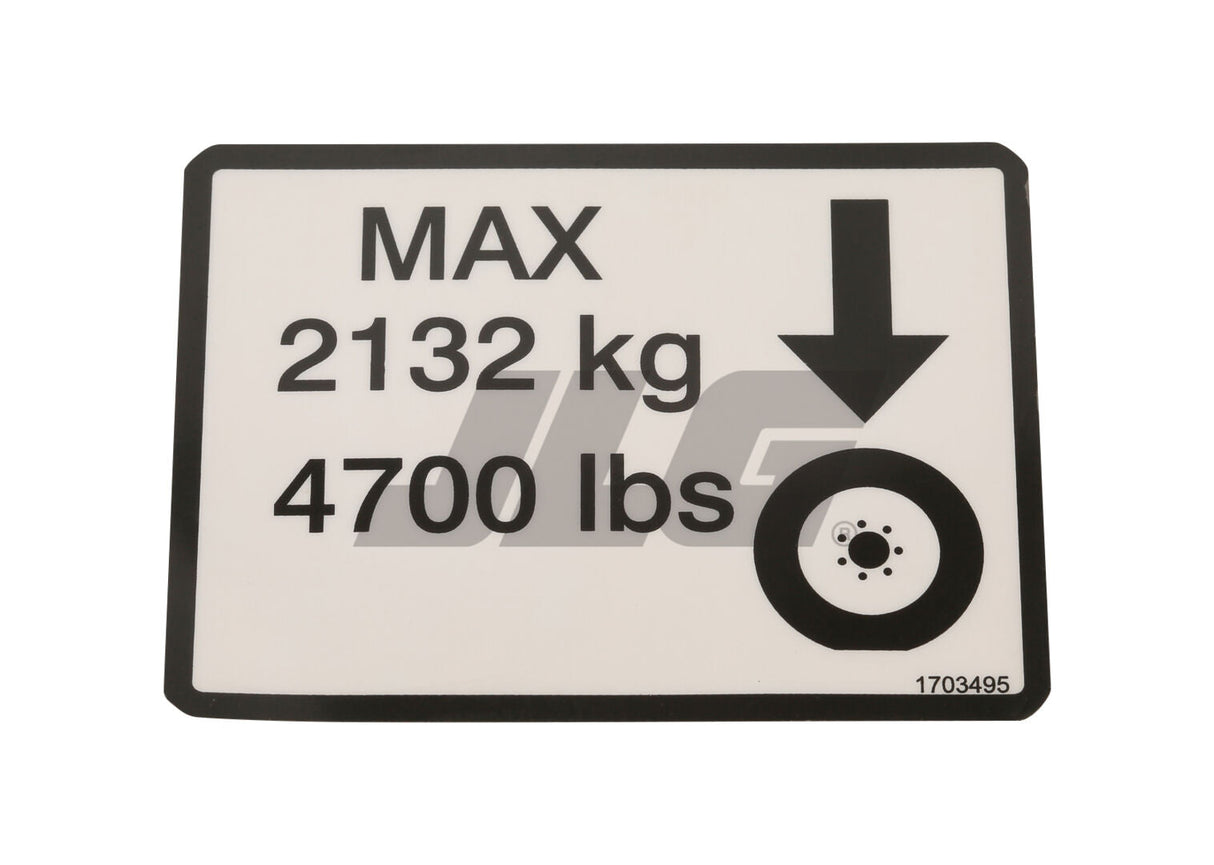 1703495 Decal, Max Wheel Load | JLG