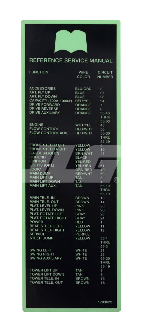 1703622 Decal, Service Manual Reference | JLG
