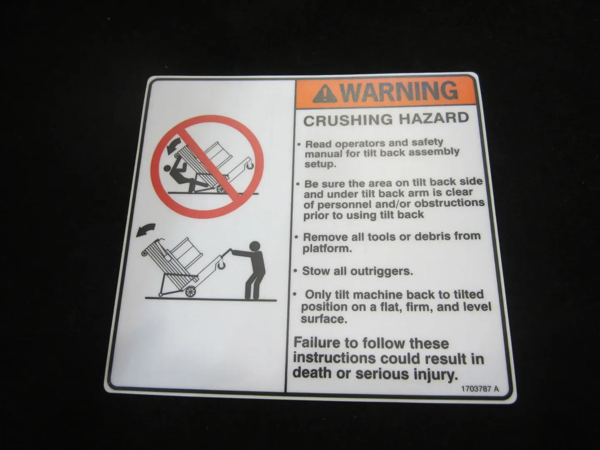 1703787 Decal, Warning-Crushing-Tiltbac | JLG