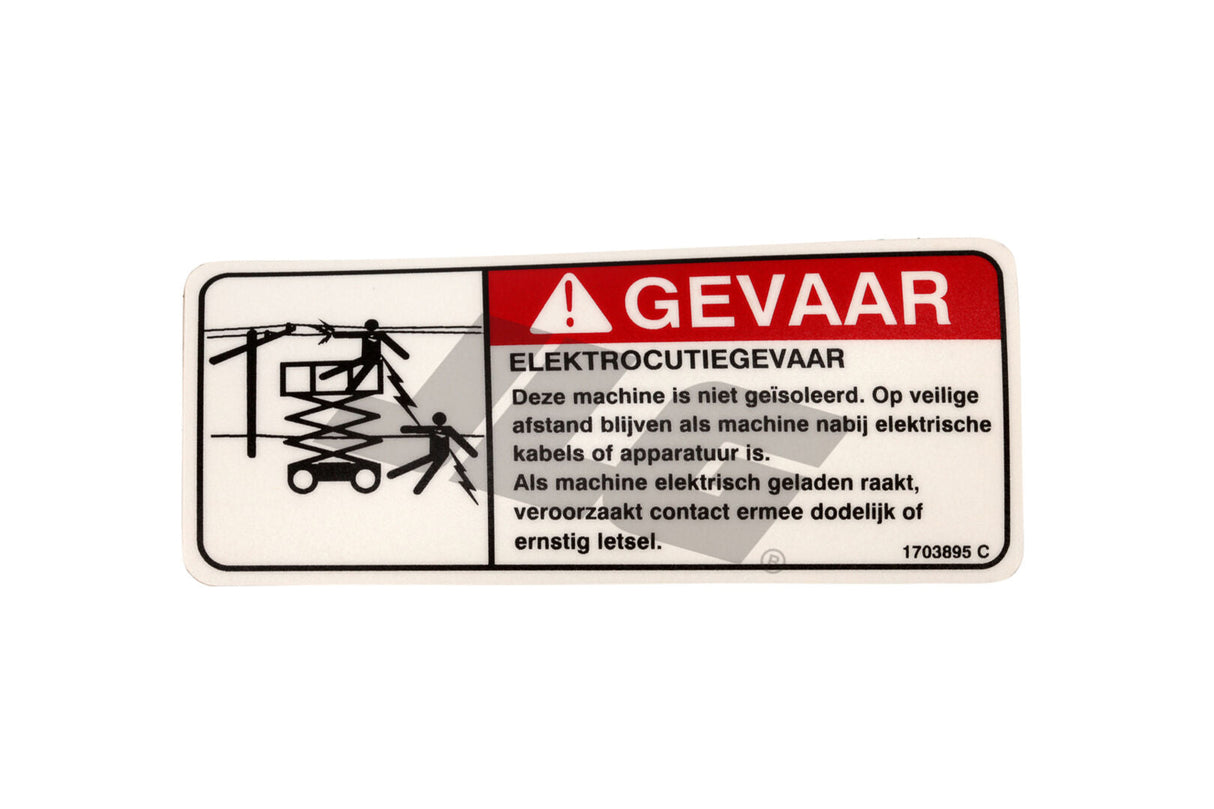Part Number 1703895 Decal, Danger Electric Hazard (Dut fits JLG