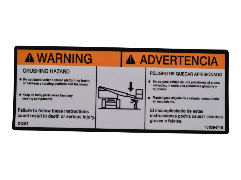 1703947 Decal, Warning Crushing 1 (Dom2) | JLG