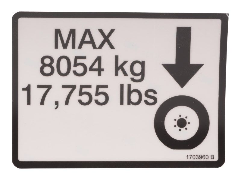 1703960 Decal, Max Wheel Load | JLG