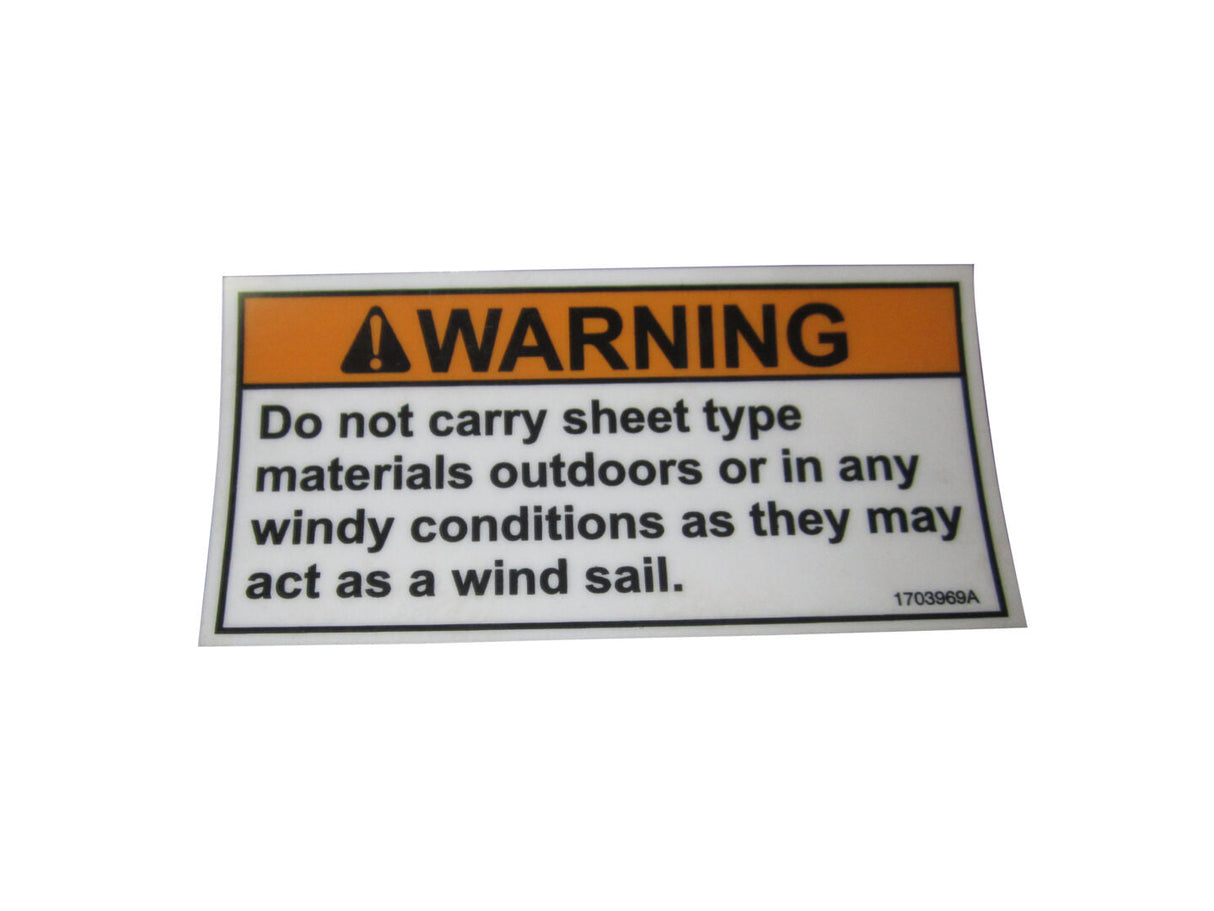 Part Number 1703969 Decal, Wind Warning fits JLG