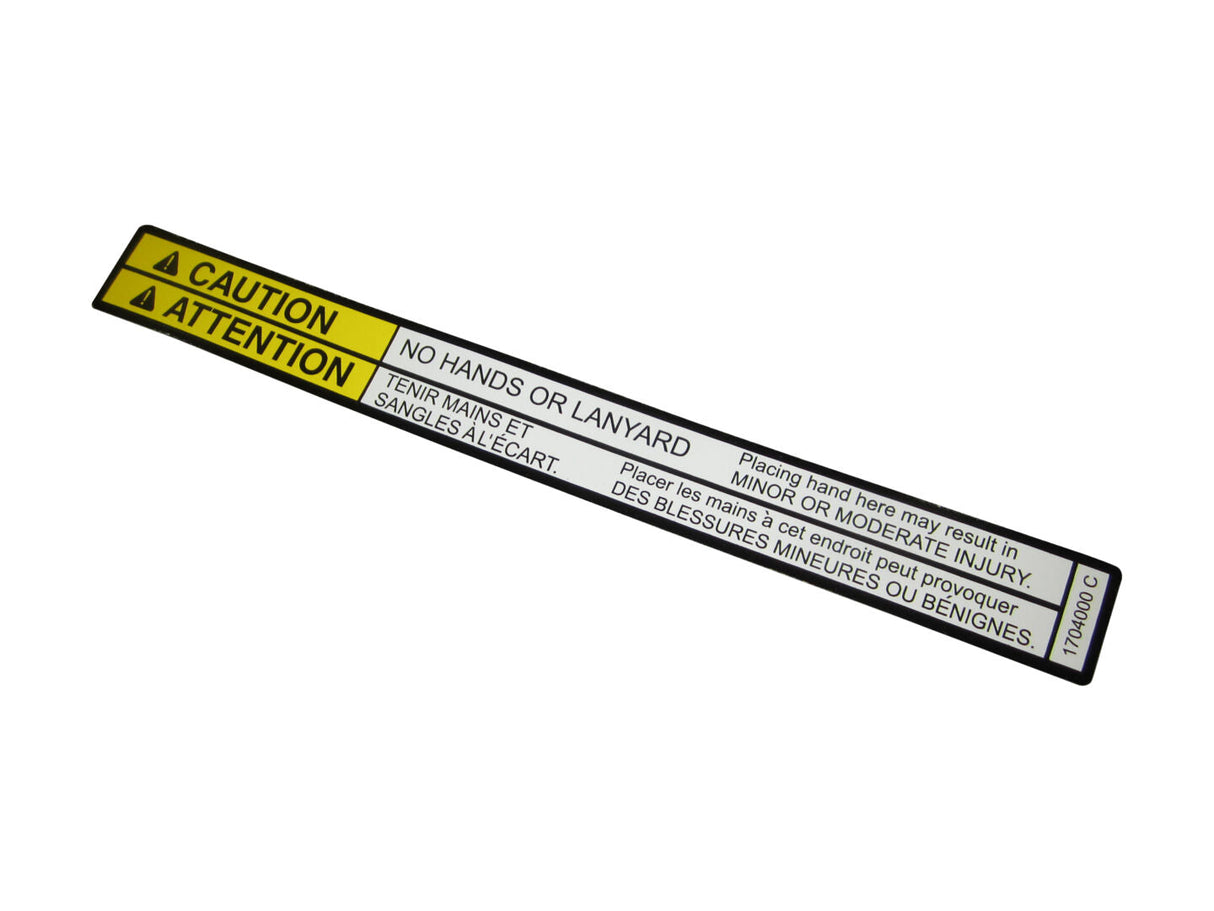 1704000 Decal, Caution No Hands (Can) | JLG