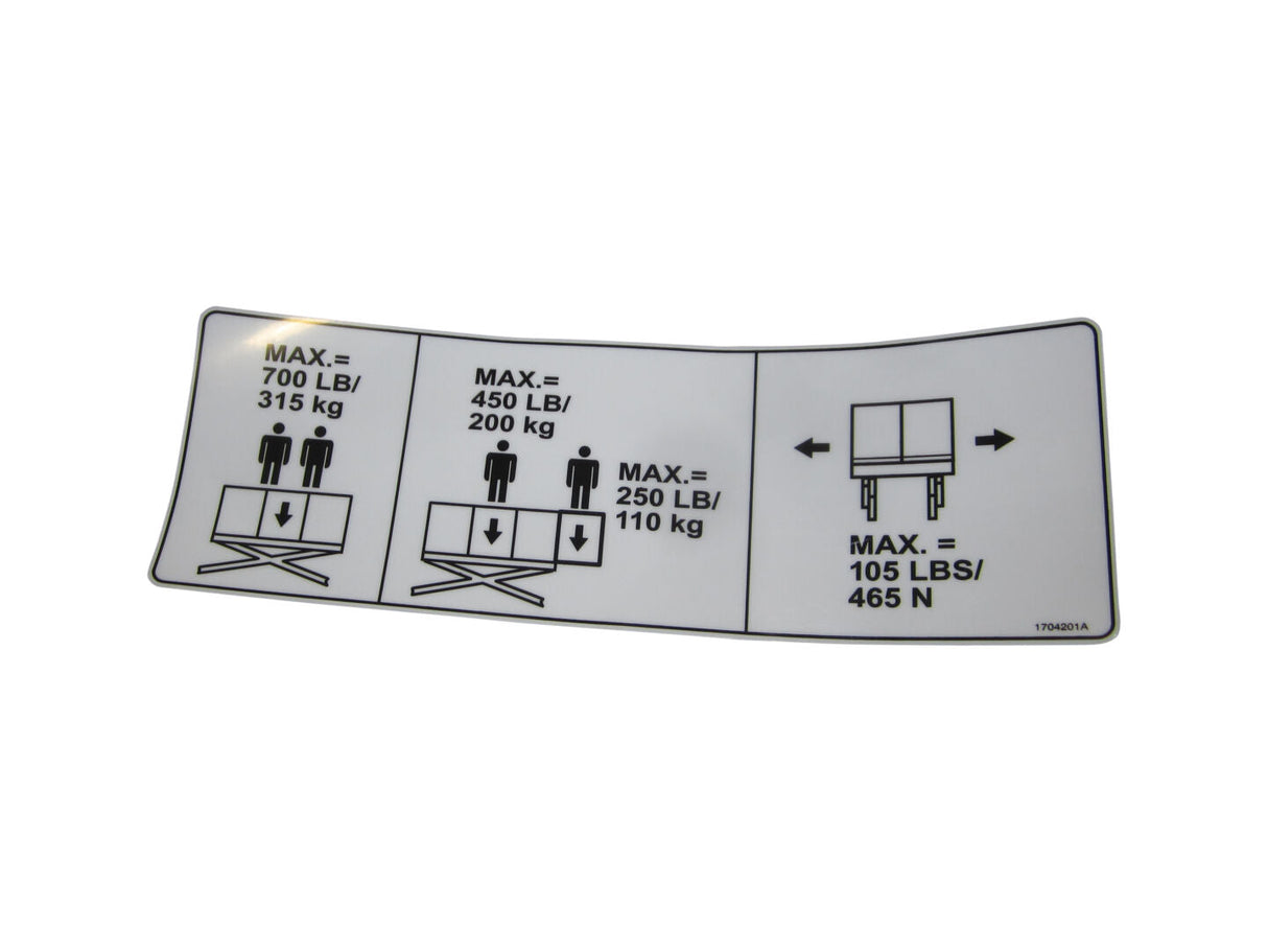 1704201 Decal, Capacity (Ansi) | JLG