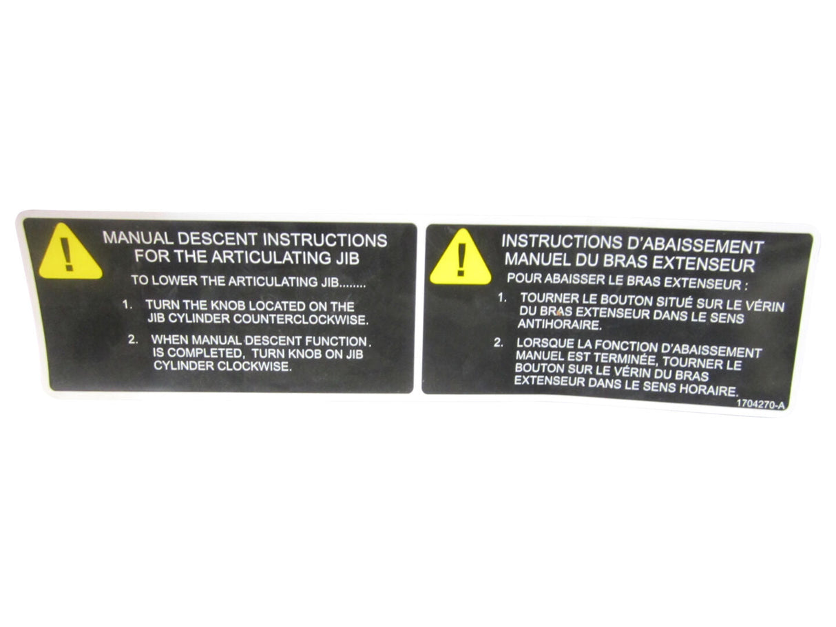 1704270 Decal Manual Descent | JLG