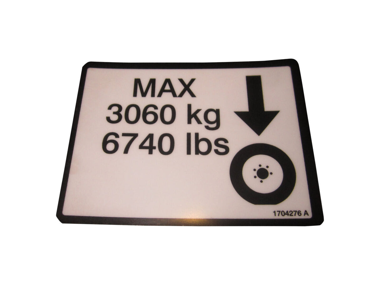1704276 Decal, Max Wheel Load | JLG