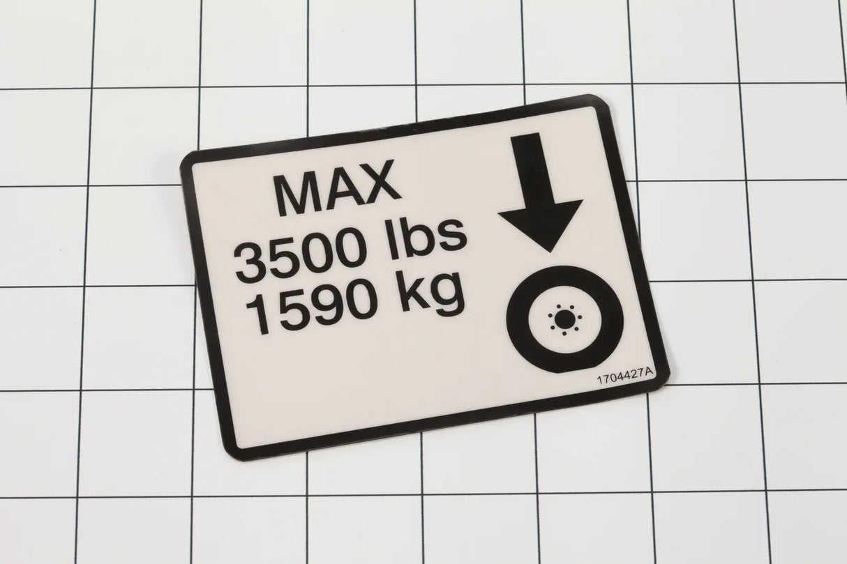 1704427 Decal, Max Tire Load | JLG