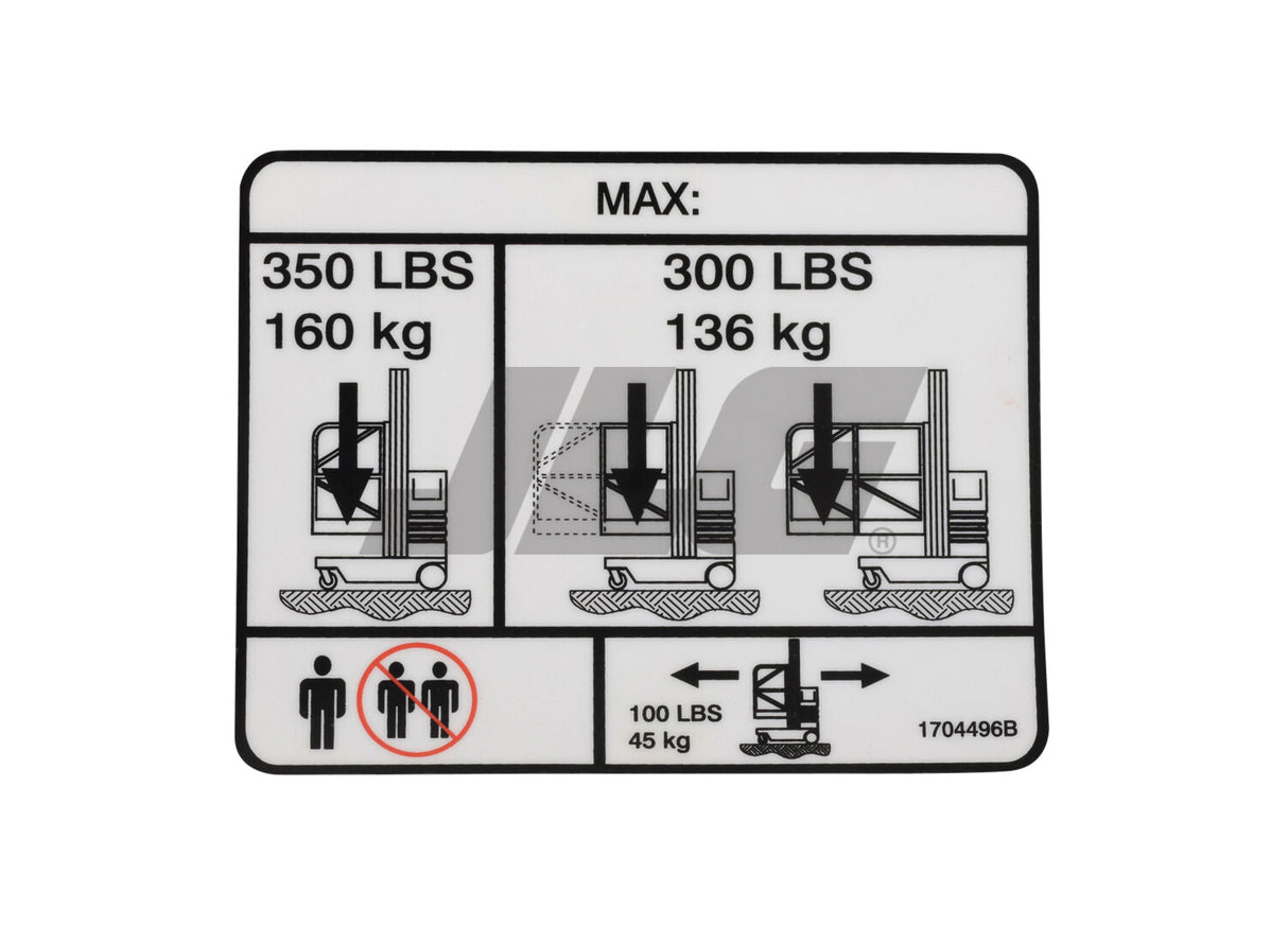 1704496 Decal Capacity (Vp20 Ansi) | JLG