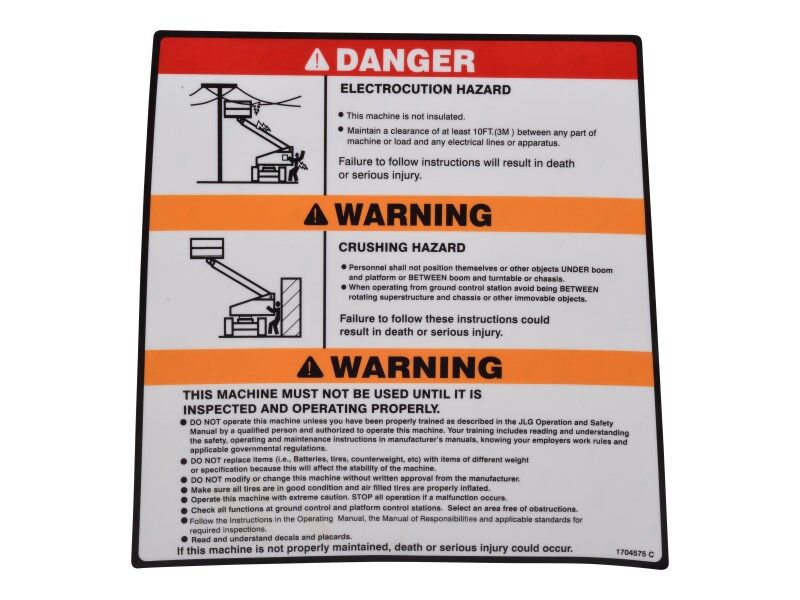 1704575 Decal, Warning/Danger Mtb | JLG