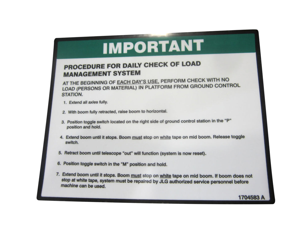 1704583 Decal, Load Management | JLG