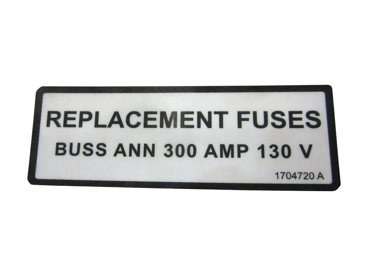 1704720 Decal, Replacement Fuses | JLG