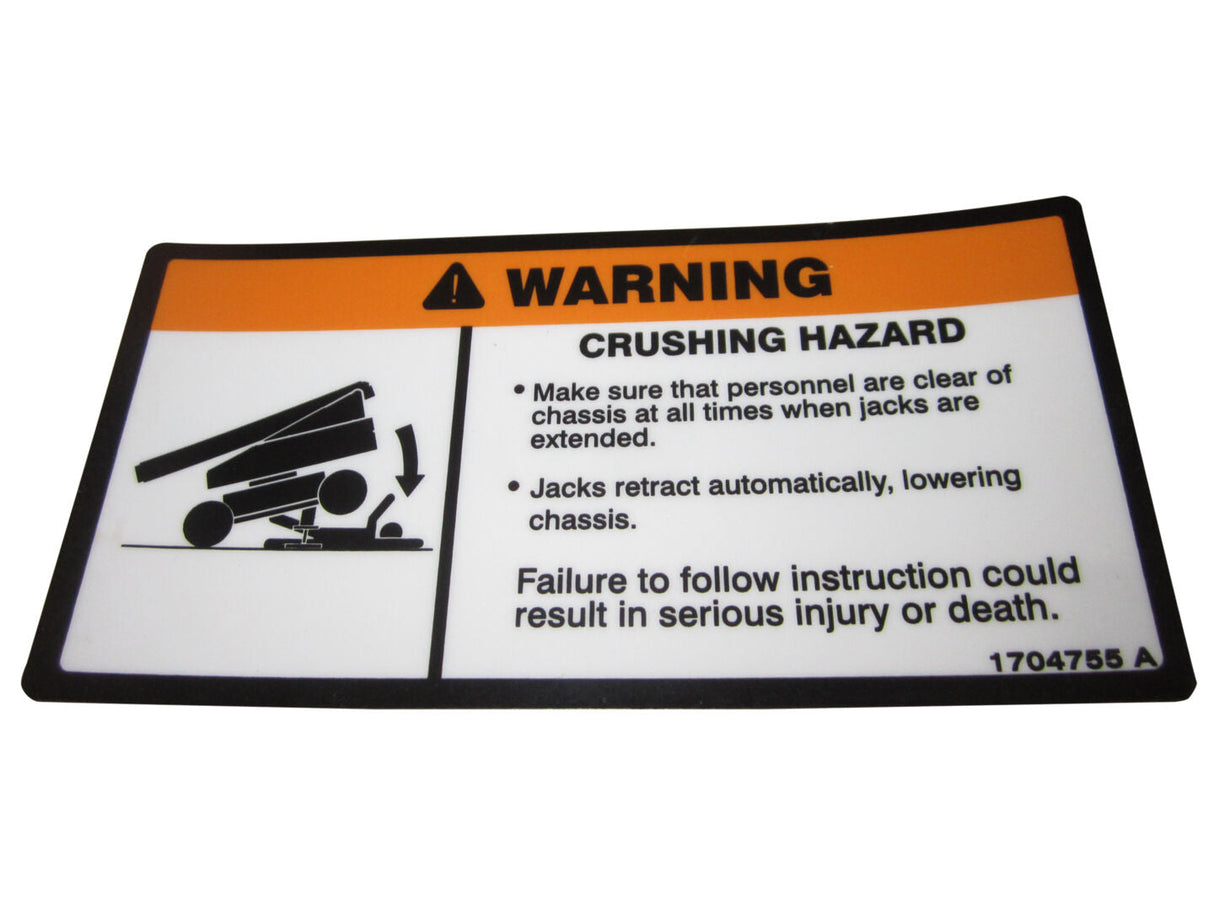 1704755 Decal, Crushing (Chassis) | JLG