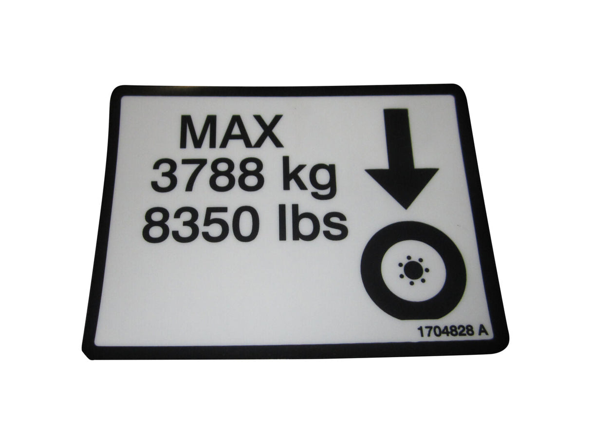 1704828 Decal, Max Tire Load 8350# | JLG
