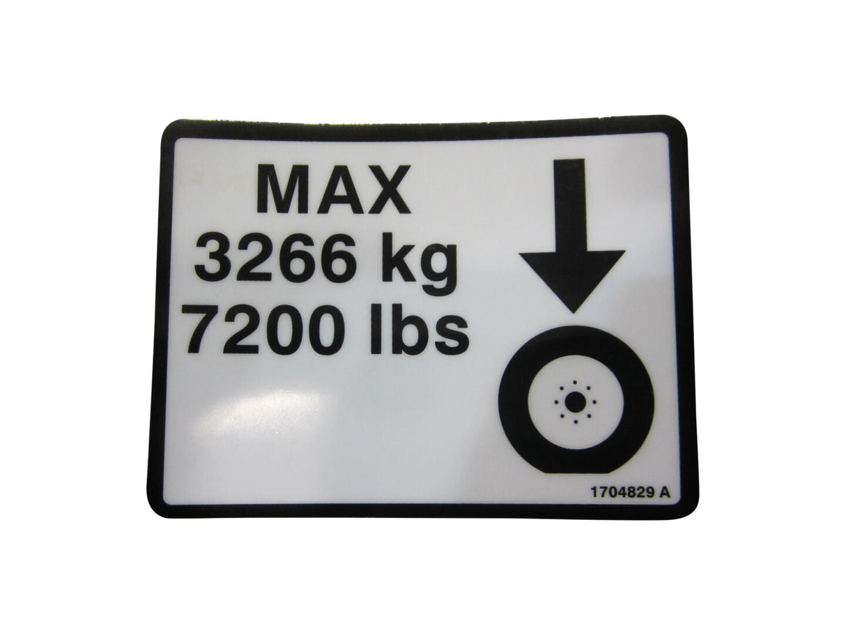 1704829 Decal, Max Tire Load (7200 Lb) | JLG