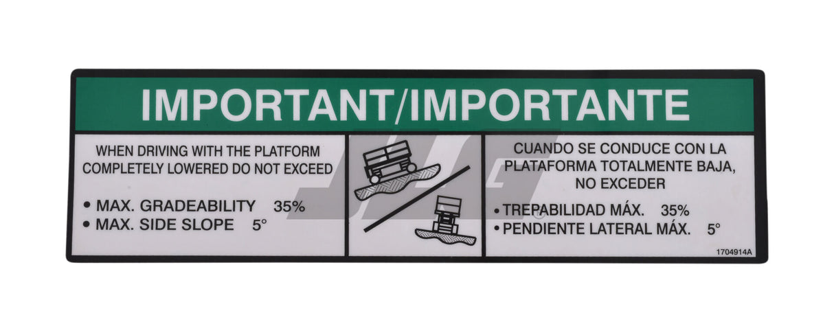 1704914 Decal, Gradeability | JLG