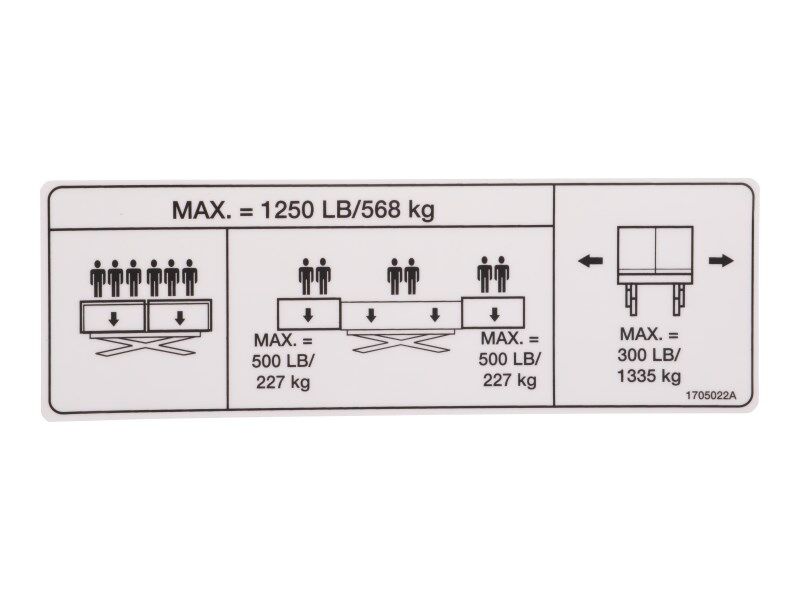 1705022 Decal Cap(1250Lb-568Kg)(Dual) | JLG