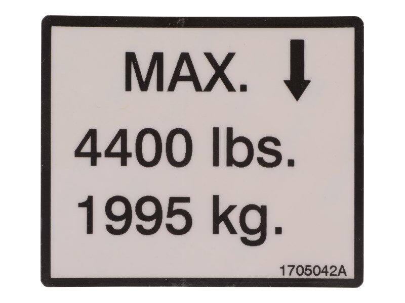 1705042 Decal, Max Load (Jacks) | JLG