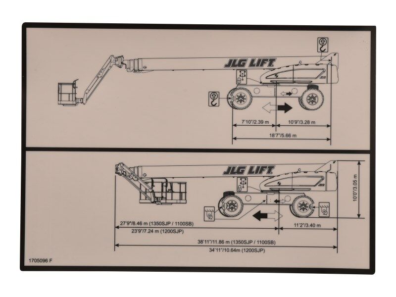 Part Number 1705096 Decal, Lift Diagram (1200/1350) fits JLG