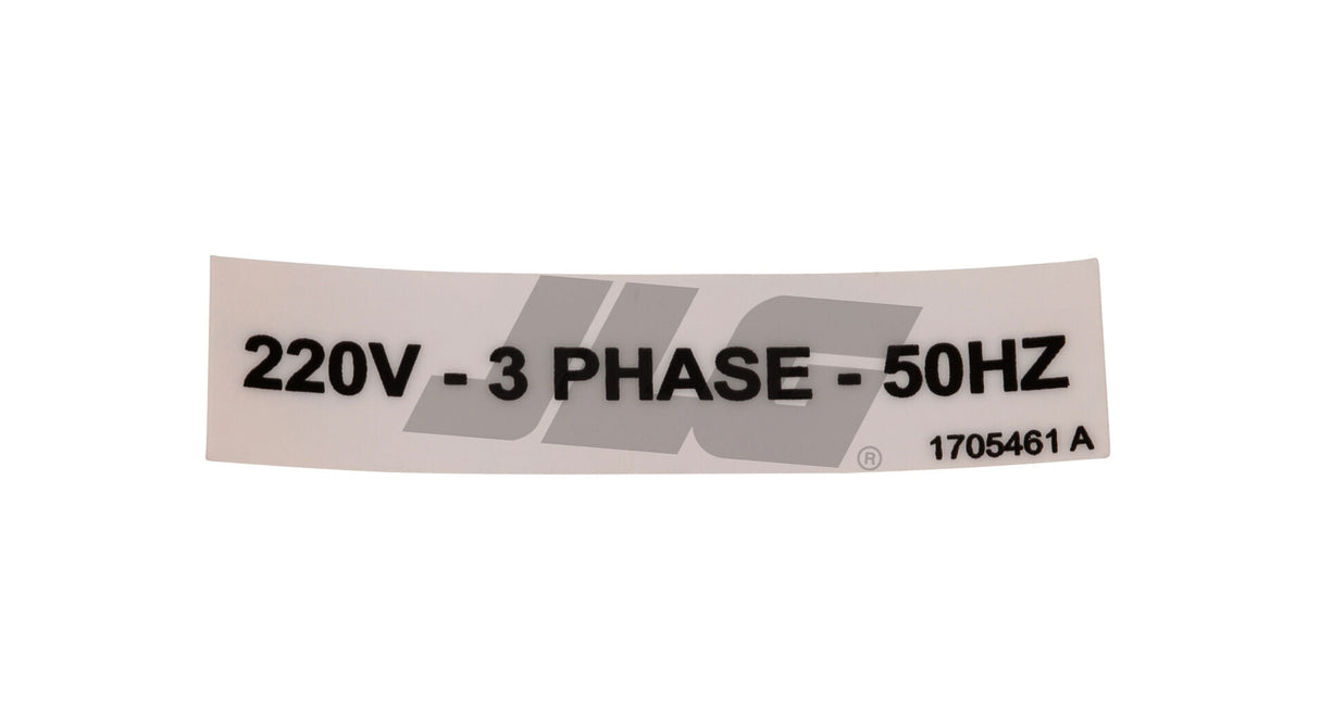 1705461 Decal, 220V 3 Phase 50Hz | JLG
