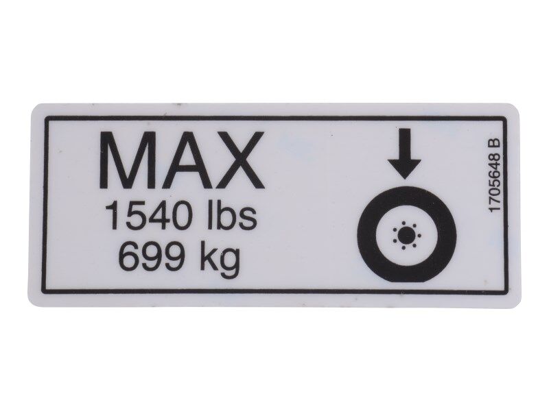 1705648 Decal, Tire Load (1540Lb/699Kg) | JLG
