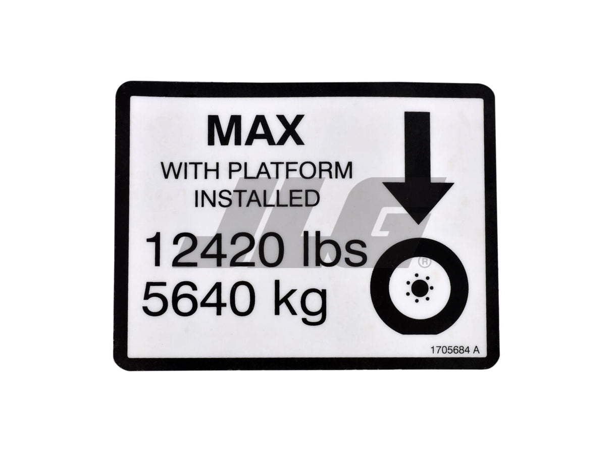 1705684 Decal, Max Tire Load W/Plf | JLG