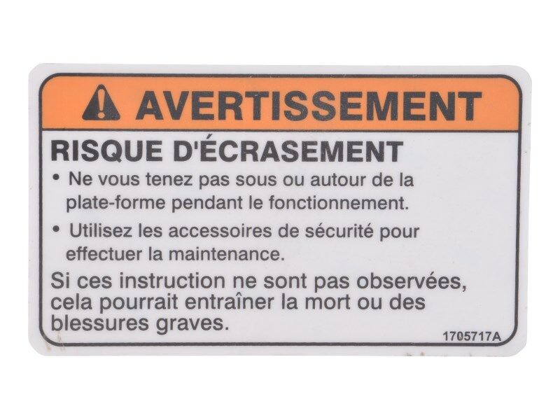 1705717 Decal Crushing (Can) | JLG