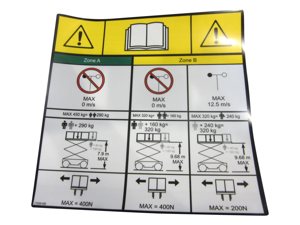 1705819 Decal, Capacity (320Kg, 450Kg) | JLG