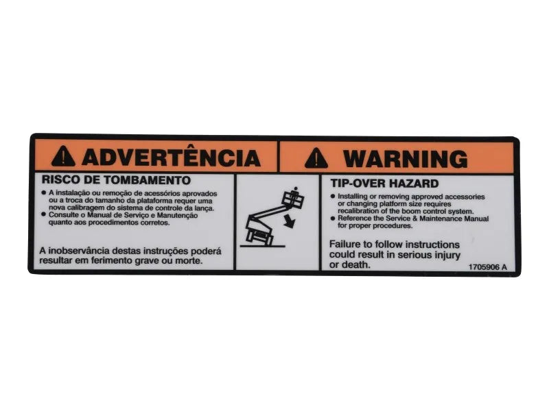 1705906 Decal, Tip-Over Hazard (Brz Por) | JLG