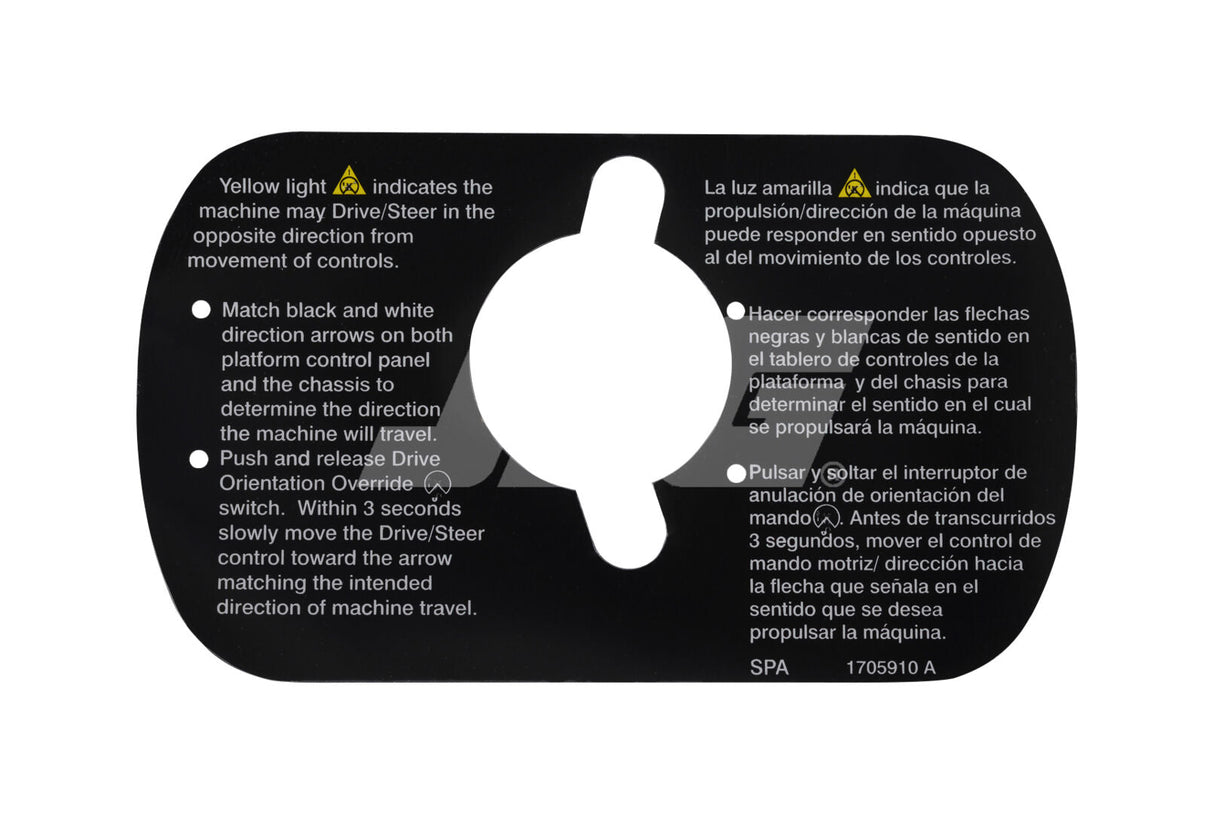 1705910 Decal, Drv/Str Instr (Eng/Spa) | JLG