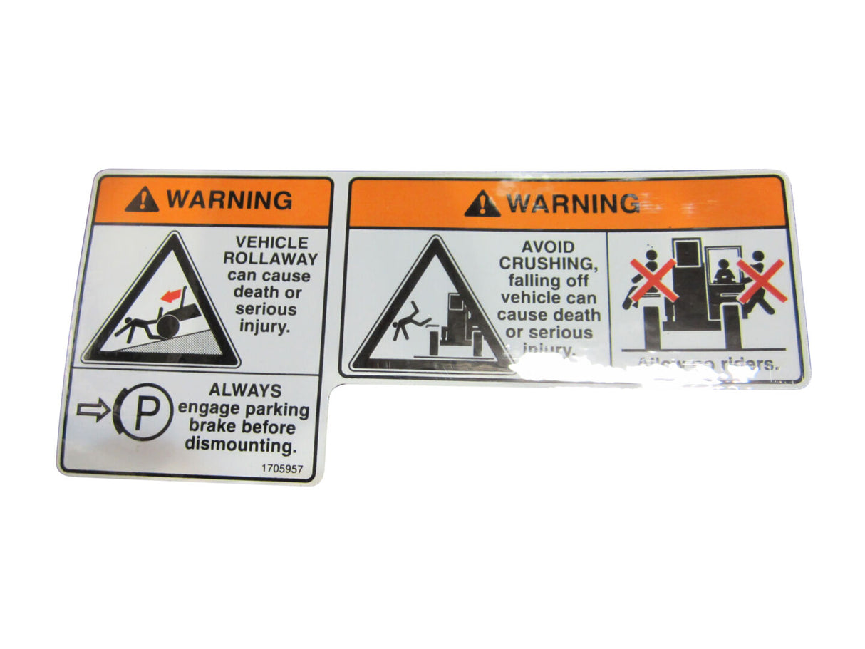 1705957 Warning Vehicle Rollaway Decal