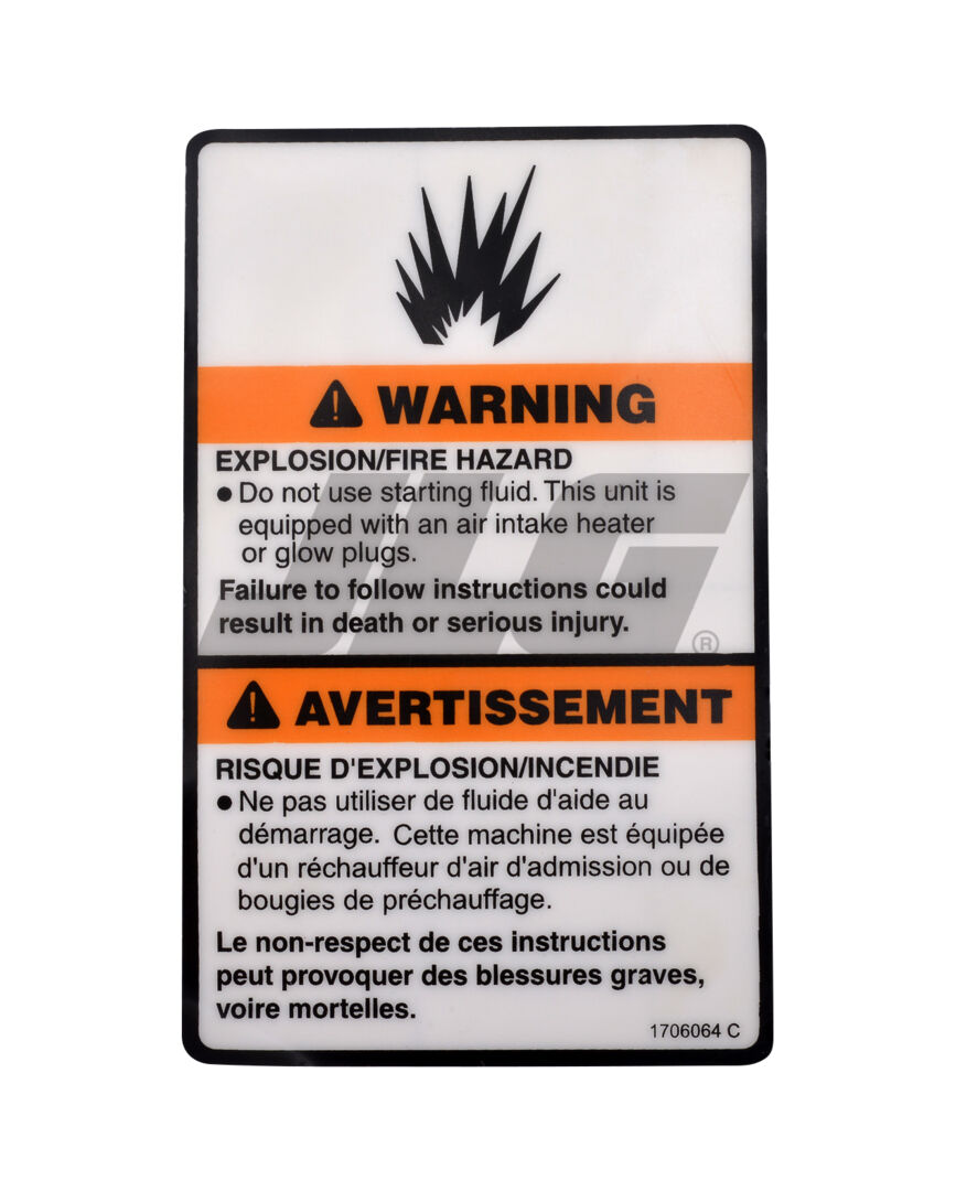 1706064 Decal, Warning Explosion | JLG