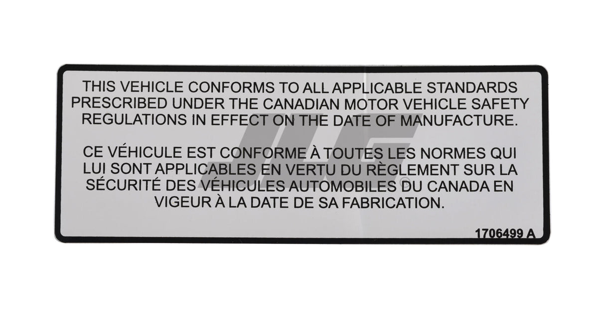 1706499 Decal, Compliance Statement | JLG