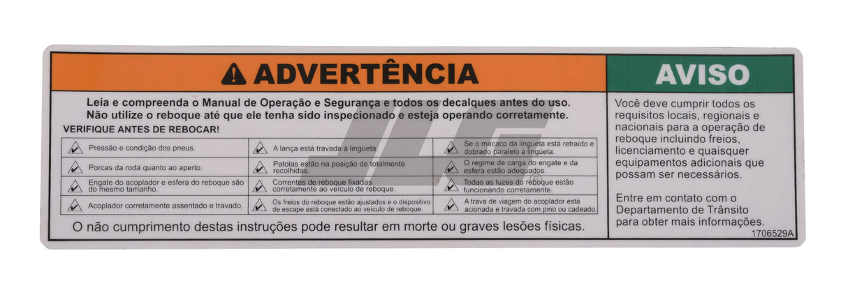 1706529 Decal, Inspection Eng/Por | JLG