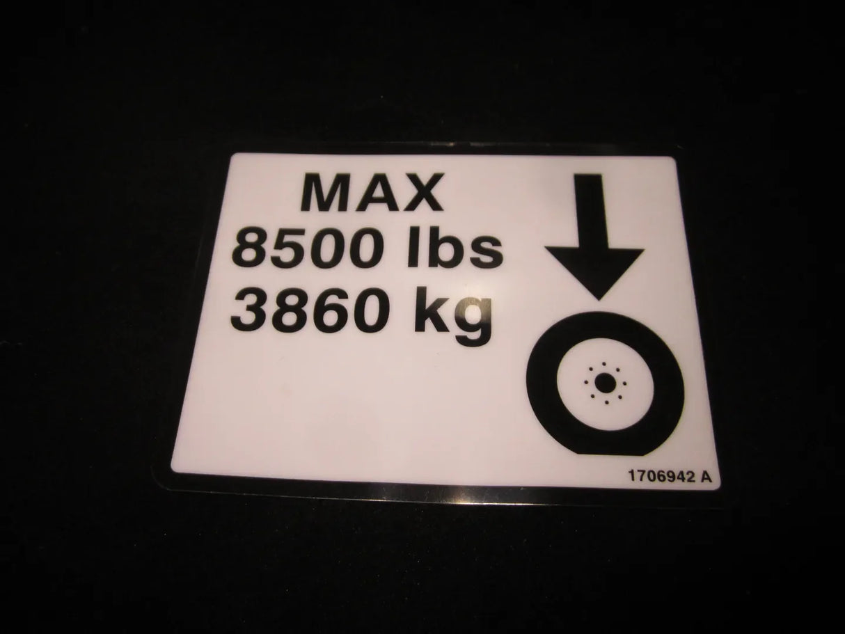 1706942 Decal, Max Tire Load | JLG