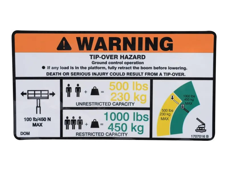 1707016 Decal, Warning Dual Capacity | JLG